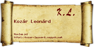 Kozár Leonárd névjegykártya